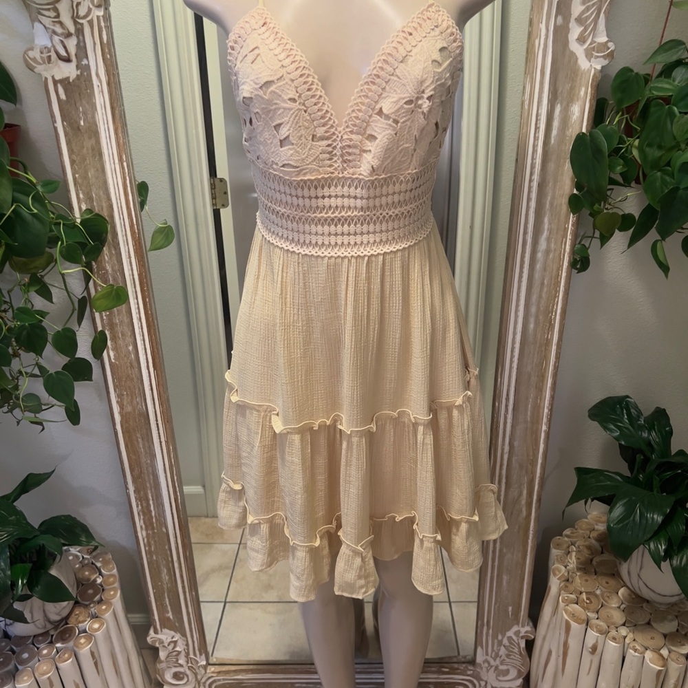 Love Tree Cream Tiered Ruffled Sundress